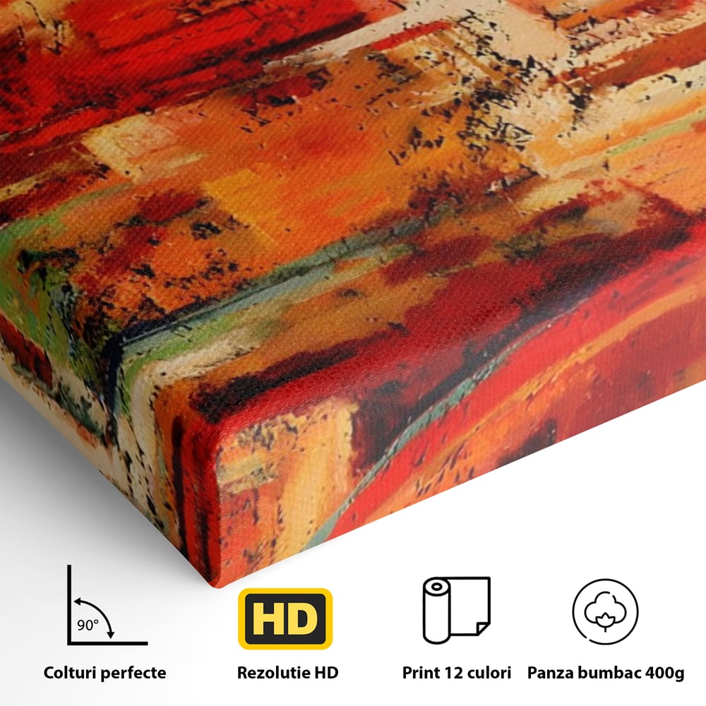 Tablou Canvas Premium LuxCanva® A1631, Abstract Red ,  Living, Cromatic, Decorativ, Dormitor, Culori Vibrante