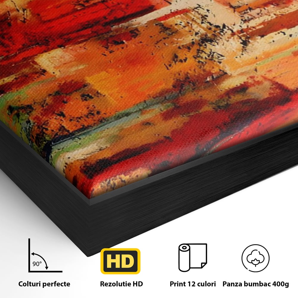 Tablou Canvas Premium LuxCanva® A1631, Abstract Red ,  Living, Cromatic, Decorativ, Dormitor, Culori Vibrante