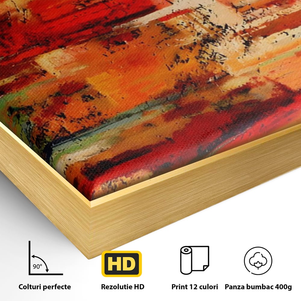 Tablou Canvas Premium LuxCanva® A1631, Abstract Red ,  Living, Cromatic, Decorativ, Dormitor, Culori Vibrante