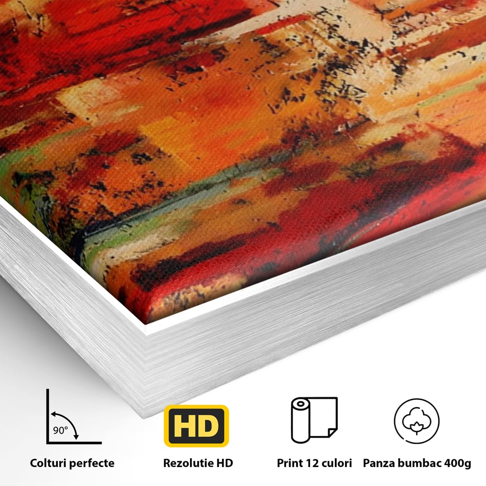 Tablou Canvas Premium LuxCanva® A1631, Abstract Red ,  Living, Cromatic, Decorativ, Dormitor, Culori Vibrante