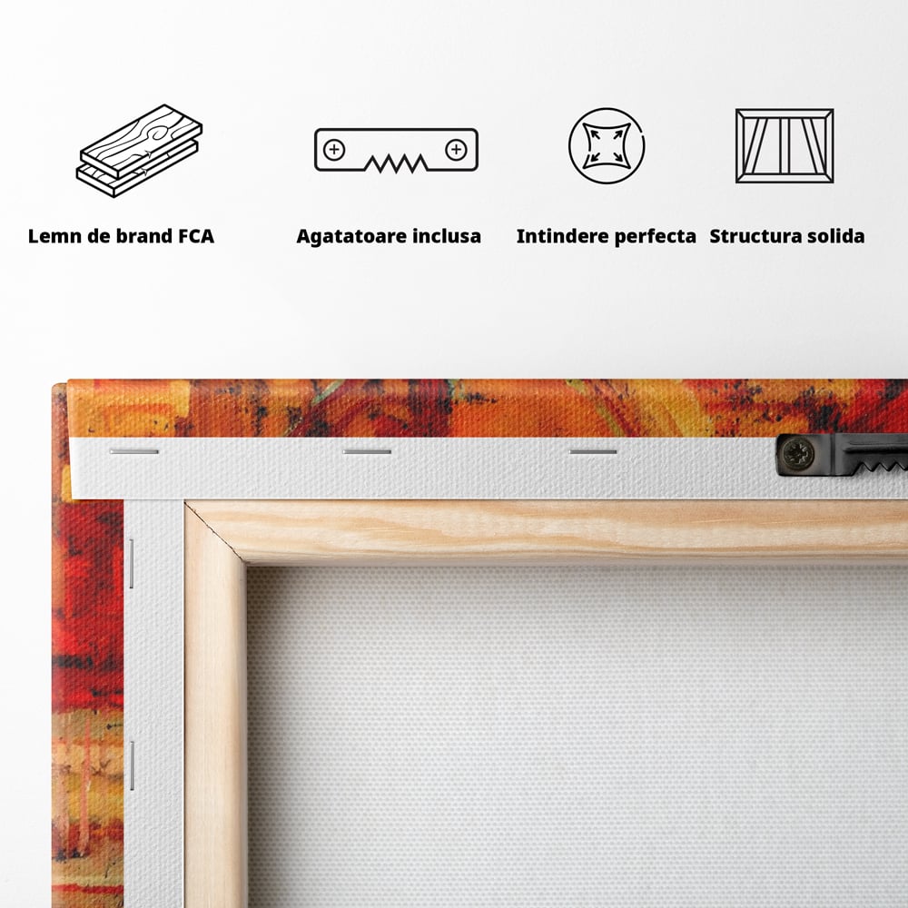 Tablou Canvas Premium LuxCanva® A1631, Abstract Red ,  Living, Cromatic, Decorativ, Dormitor, Culori Vibrante