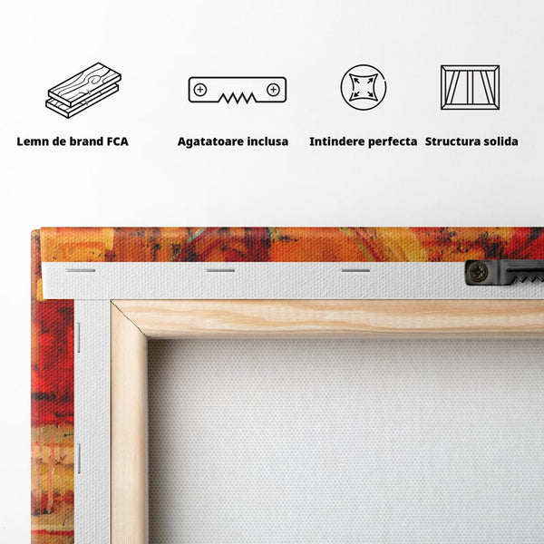 Tablou Canvas Premium LuxCanva® A1631, Abstract Red ,  Living, Cromatic, Decorativ, Dormitor, Culori Vibrante