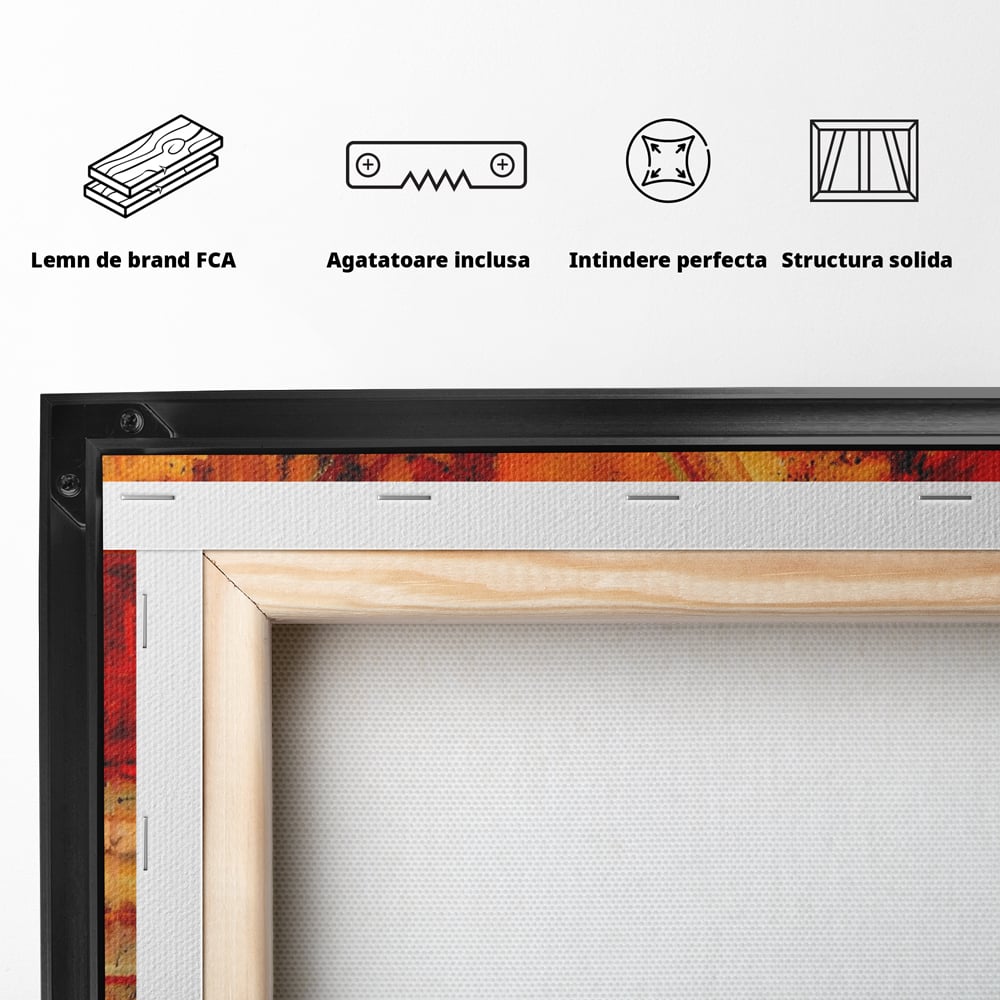 Tablou Canvas Premium LuxCanva® A1631, Abstract Red ,  Living, Cromatic, Decorativ, Dormitor, Culori Vibrante
