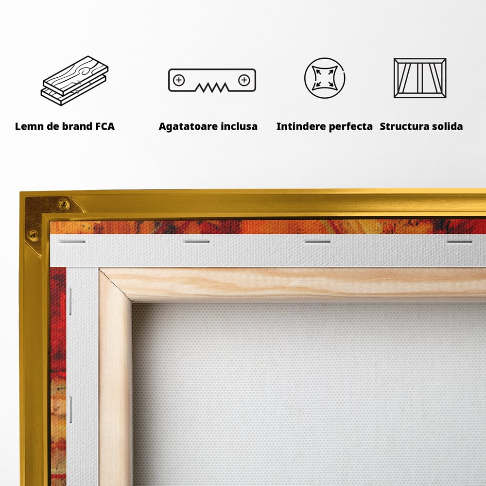 Tablou Canvas Premium LuxCanva® A1631, Abstract Red ,  Living, Cromatic, Decorativ, Dormitor, Culori Vibrante