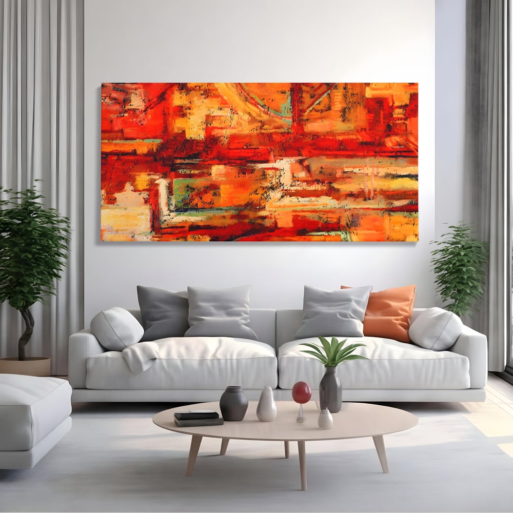 Tablou Canvas Premium LuxCanva® A1631, Abstract Red ,  Living, Cromatic, Decorativ, Dormitor, Culori Vibrante
