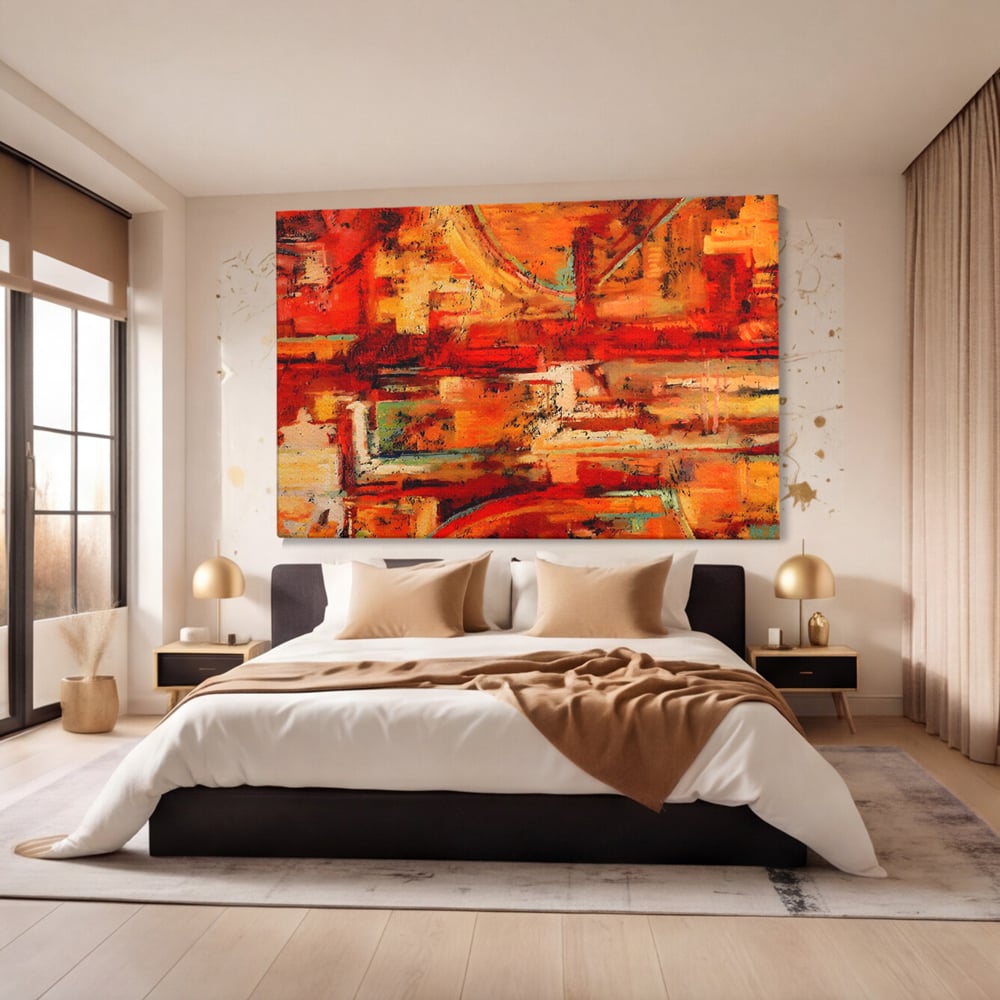 Tablou Canvas Premium LuxCanva® A1631, Abstract Red ,  Living, Cromatic, Decorativ, Dormitor, Culori Vibrante