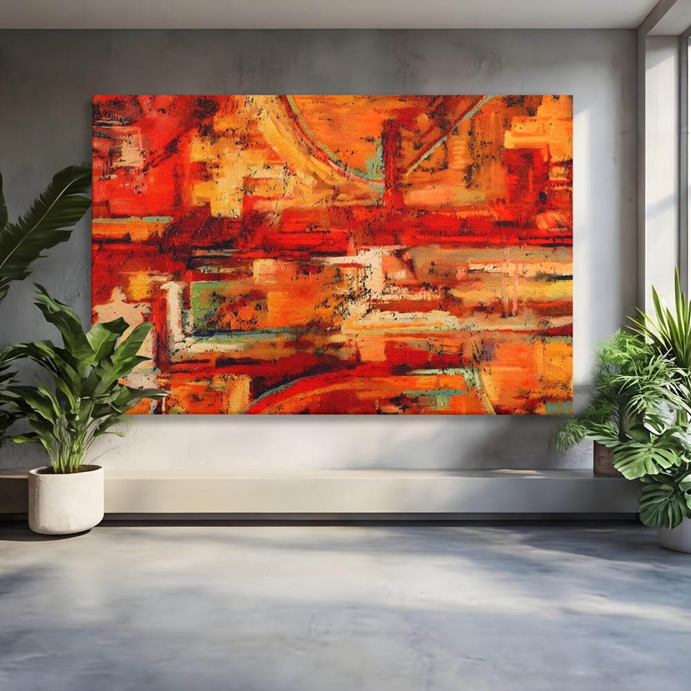 Tablou Canvas Premium LuxCanva® A1631, Abstract Red ,  Living, Cromatic, Decorativ, Dormitor, Culori Vibrante