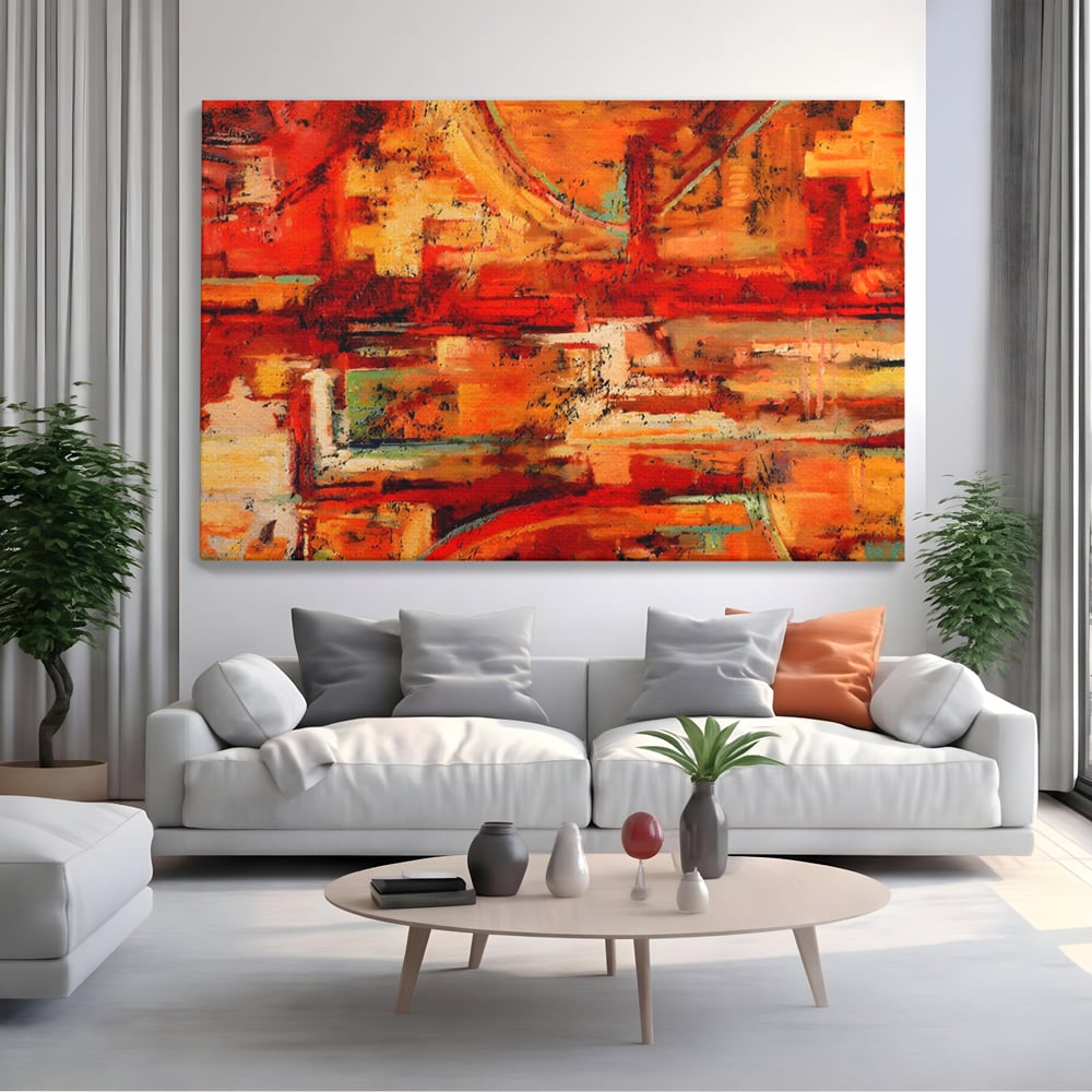 Tablou Canvas Premium LuxCanva® A1631, Abstract Red ,  Living, Cromatic, Decorativ, Dormitor, Culori Vibrante