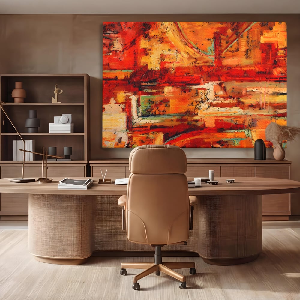 Tablou Canvas Premium LuxCanva® A1631, Abstract Red ,  Living, Cromatic, Decorativ, Dormitor, Culori Vibrante