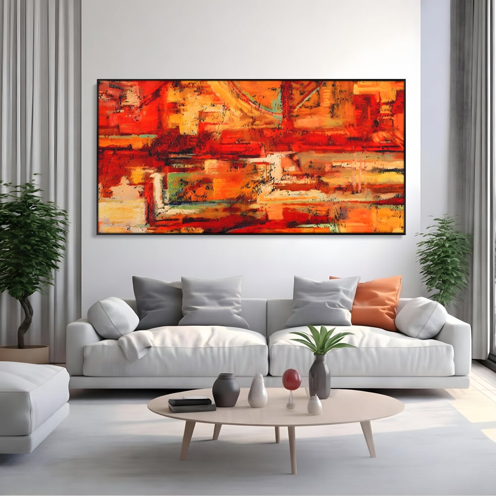 Tablou Canvas Premium LuxCanva® A1631, Abstract Red ,  Living, Cromatic, Decorativ, Dormitor, Culori Vibrante