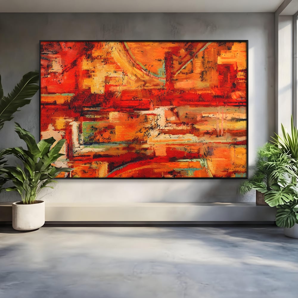 Tablou Canvas Premium LuxCanva® A1631, Abstract Red ,  Living, Cromatic, Decorativ, Dormitor, Culori Vibrante