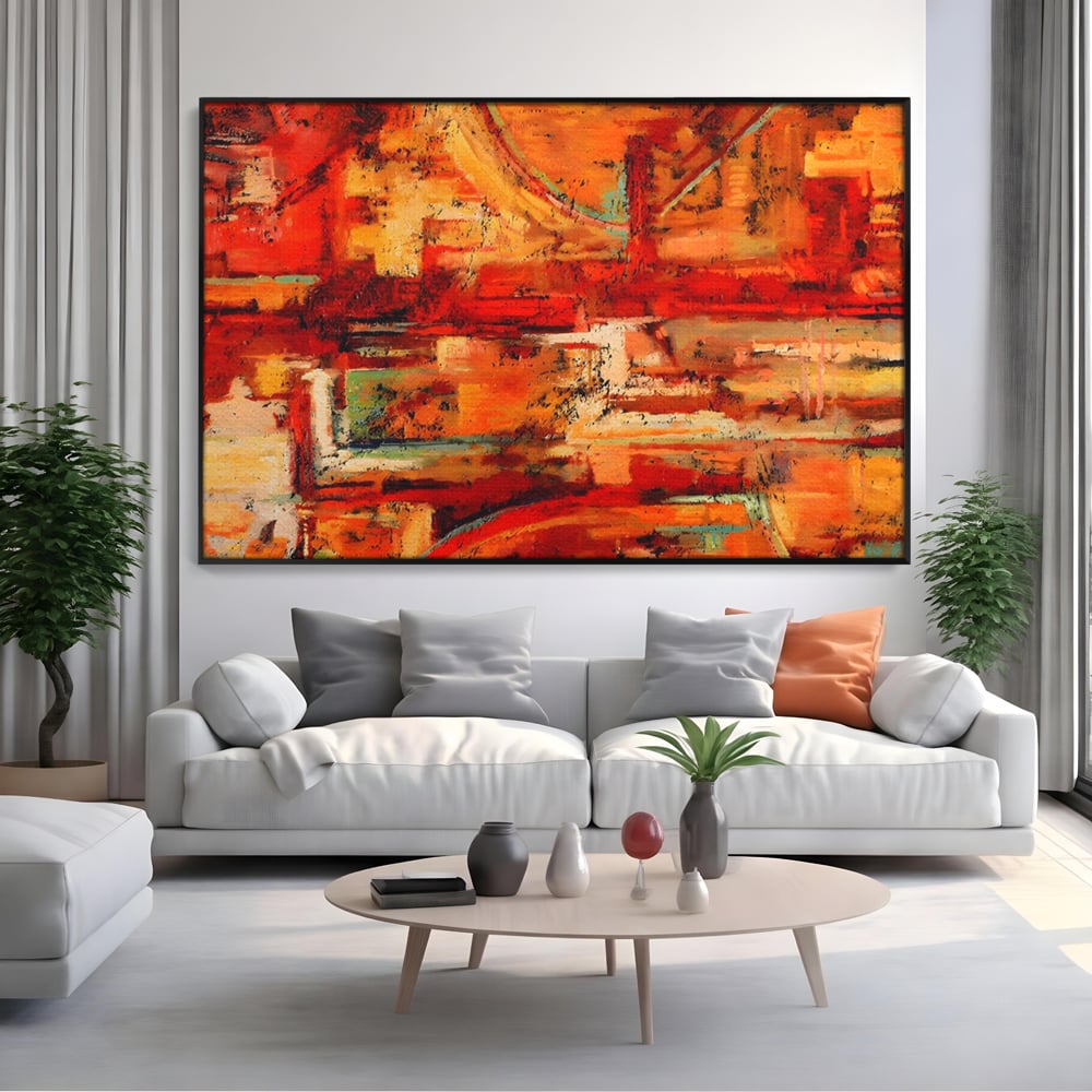 Tablou Canvas Premium LuxCanva® A1631, Abstract Red ,  Living, Cromatic, Decorativ, Dormitor, Culori Vibrante