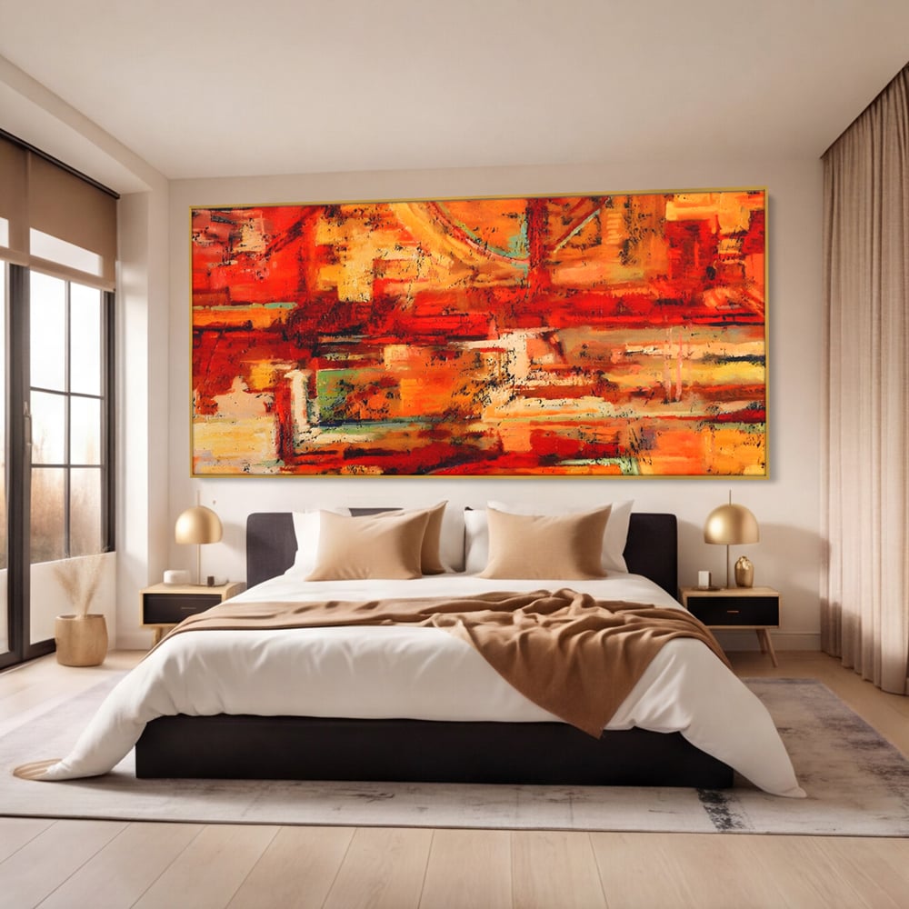 Tablou Canvas Premium LuxCanva® A1631, Abstract Red ,  Living, Cromatic, Decorativ, Dormitor, Culori Vibrante