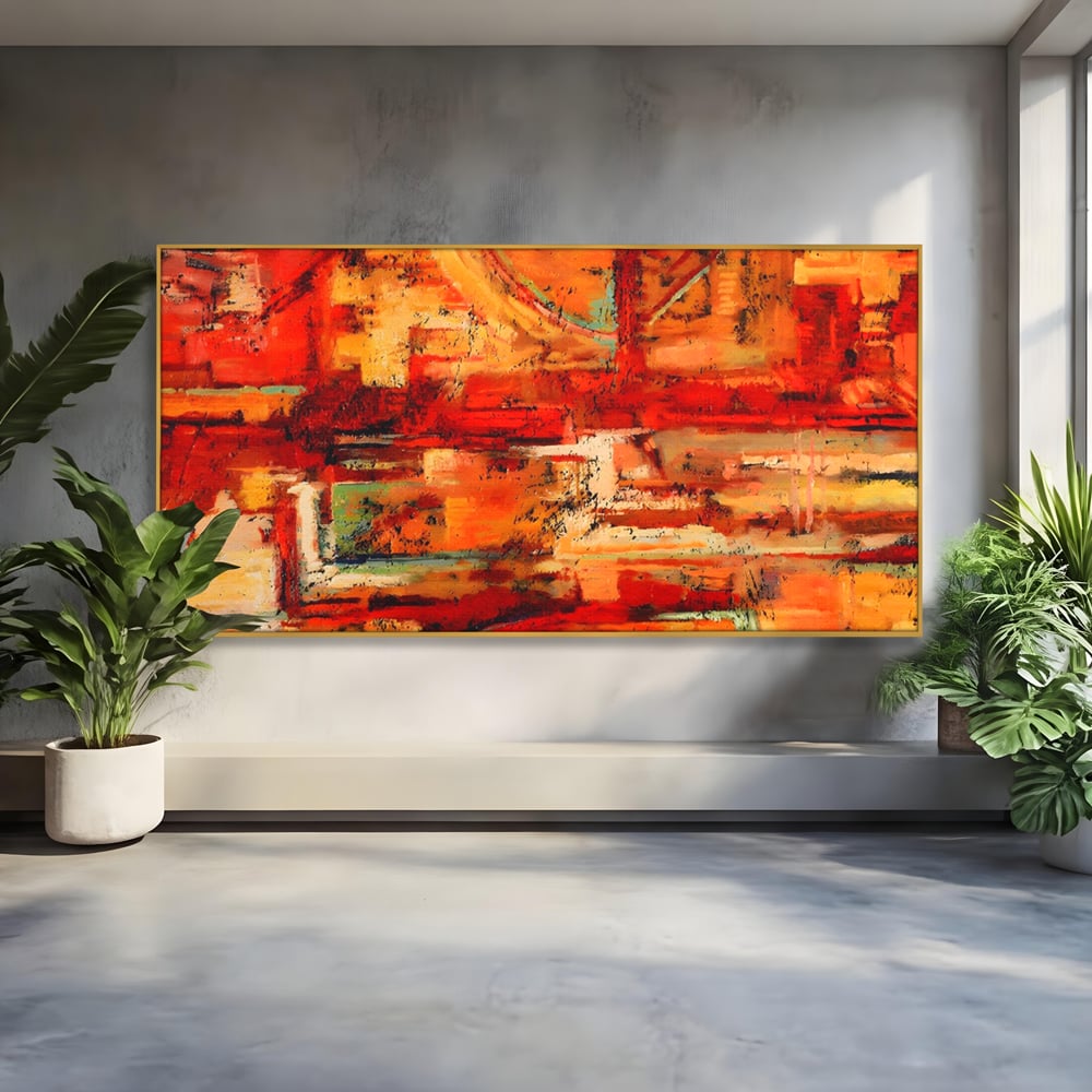 Tablou Canvas Premium LuxCanva® A1631, Abstract Red ,  Living, Cromatic, Decorativ, Dormitor, Culori Vibrante