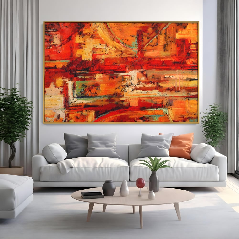 Tablou Canvas Premium LuxCanva® A1631, Abstract Red ,  Living, Cromatic, Decorativ, Dormitor, Culori Vibrante