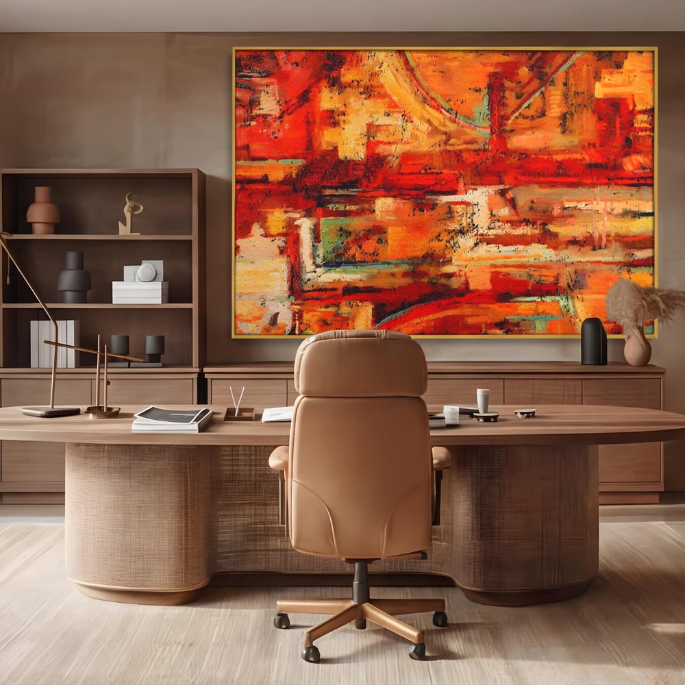 Tablou Canvas Premium LuxCanva® A1631, Abstract Red ,  Living, Cromatic, Decorativ, Dormitor, Culori Vibrante