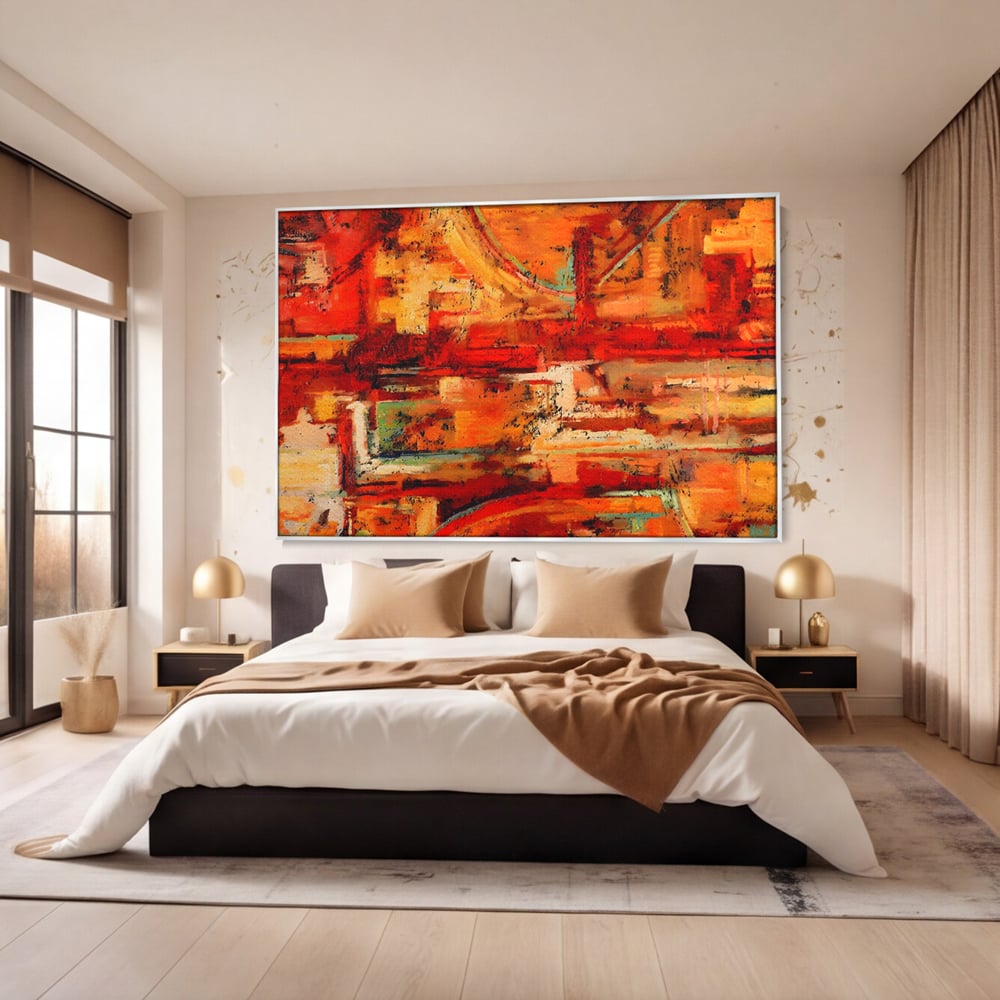Tablou Canvas Premium LuxCanva® A1631, Abstract Red ,  Living, Cromatic, Decorativ, Dormitor, Culori Vibrante