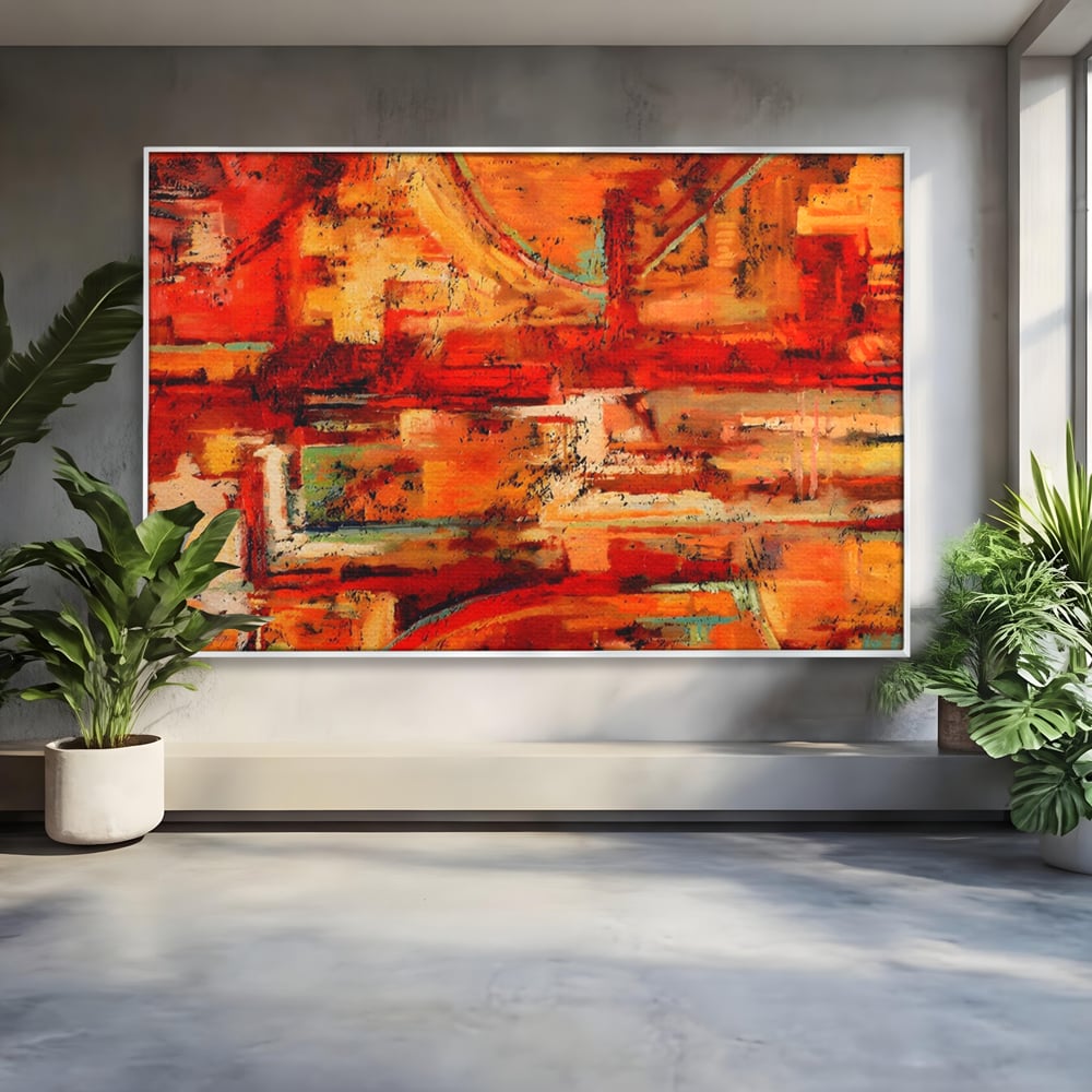 Tablou Canvas Premium LuxCanva® A1631, Abstract Red ,  Living, Cromatic, Decorativ, Dormitor, Culori Vibrante
