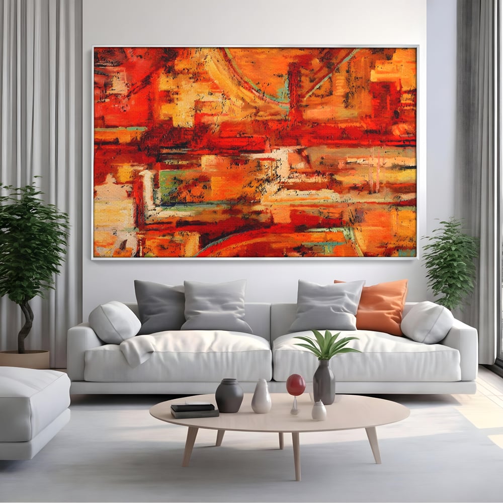 Tablou Canvas Premium LuxCanva® A1631, Abstract Red ,  Living, Cromatic, Decorativ, Dormitor, Culori Vibrante