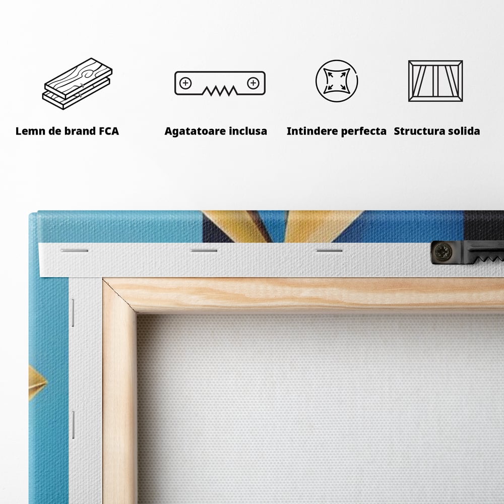 Tablou Canvas Premium LuxCanva® A1632, Amuleta , Living, Auriu, Pandantiv, Decorativ, Dormitor, Culori Vibrante