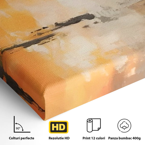 Tablou Canvas Premium LuxCanva® A1633, Orange Love ,  Living, Abstract, Decorativ, Dormitor, Culori Vibrante