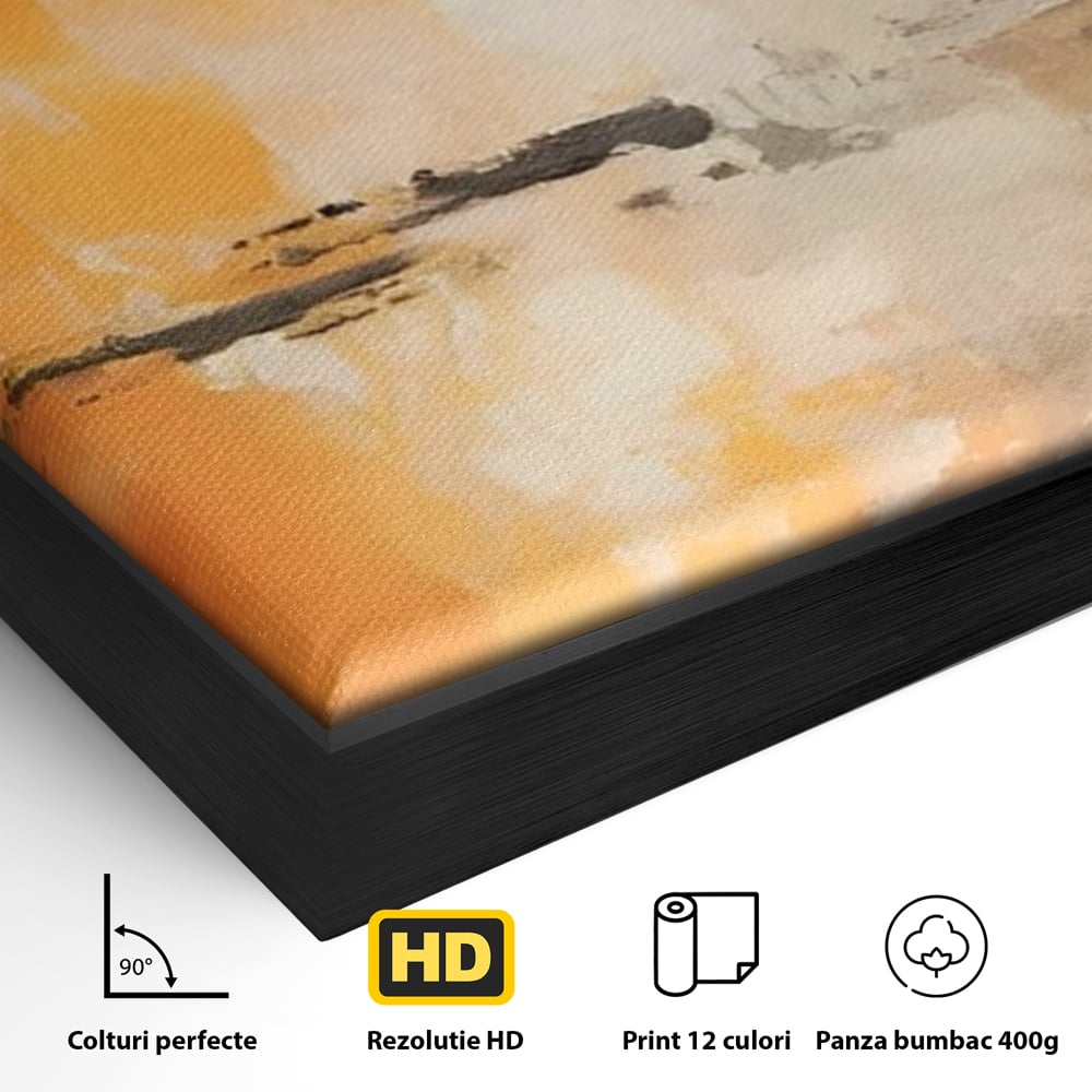 Tablou Canvas Premium LuxCanva® A1633, Orange Love ,  Living, Abstract, Decorativ, Dormitor, Culori Vibrante