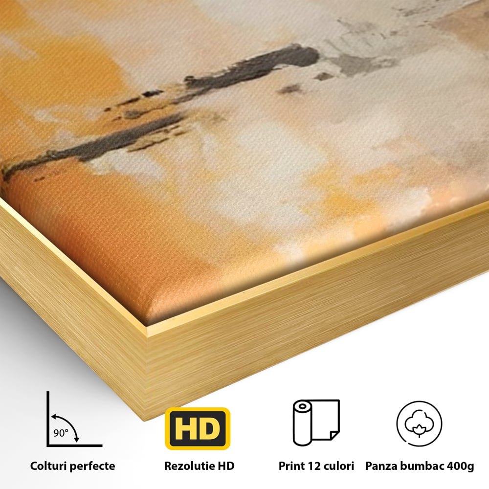 Tablou Canvas Premium LuxCanva® A1633, Orange Love ,  Living, Abstract, Decorativ, Dormitor, Culori Vibrante