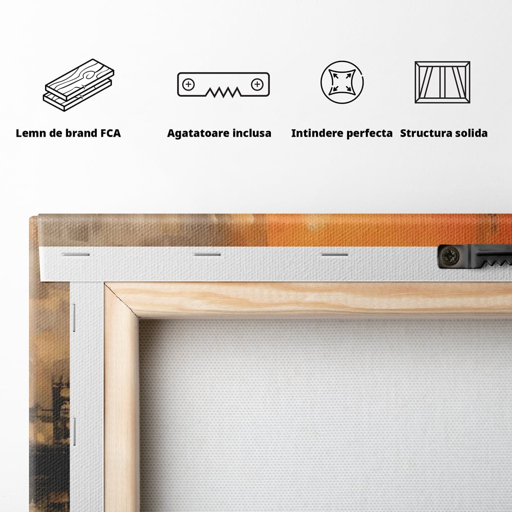 Tablou Canvas Premium LuxCanva® A1633, Orange Love ,  Living, Abstract, Decorativ, Dormitor, Culori Vibrante