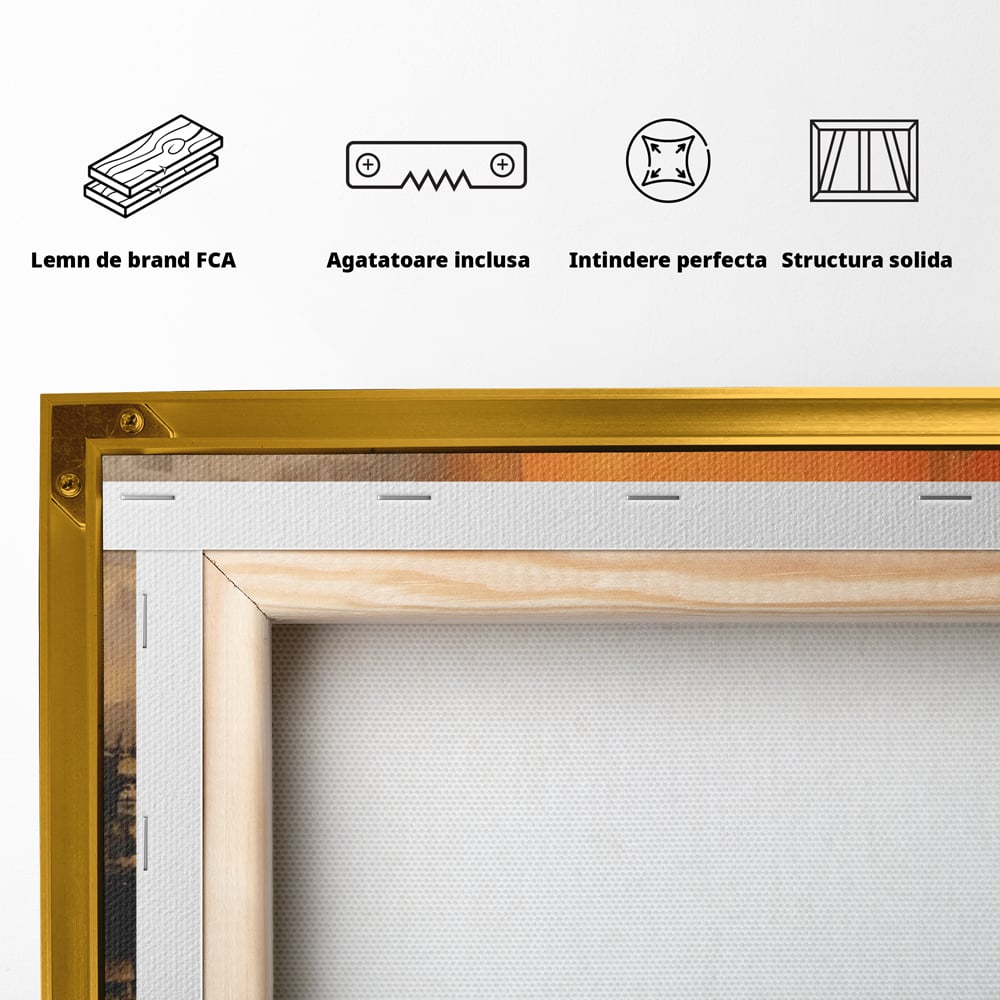 Tablou Canvas Premium LuxCanva® A1633, Orange Love ,  Living, Abstract, Decorativ, Dormitor, Culori Vibrante