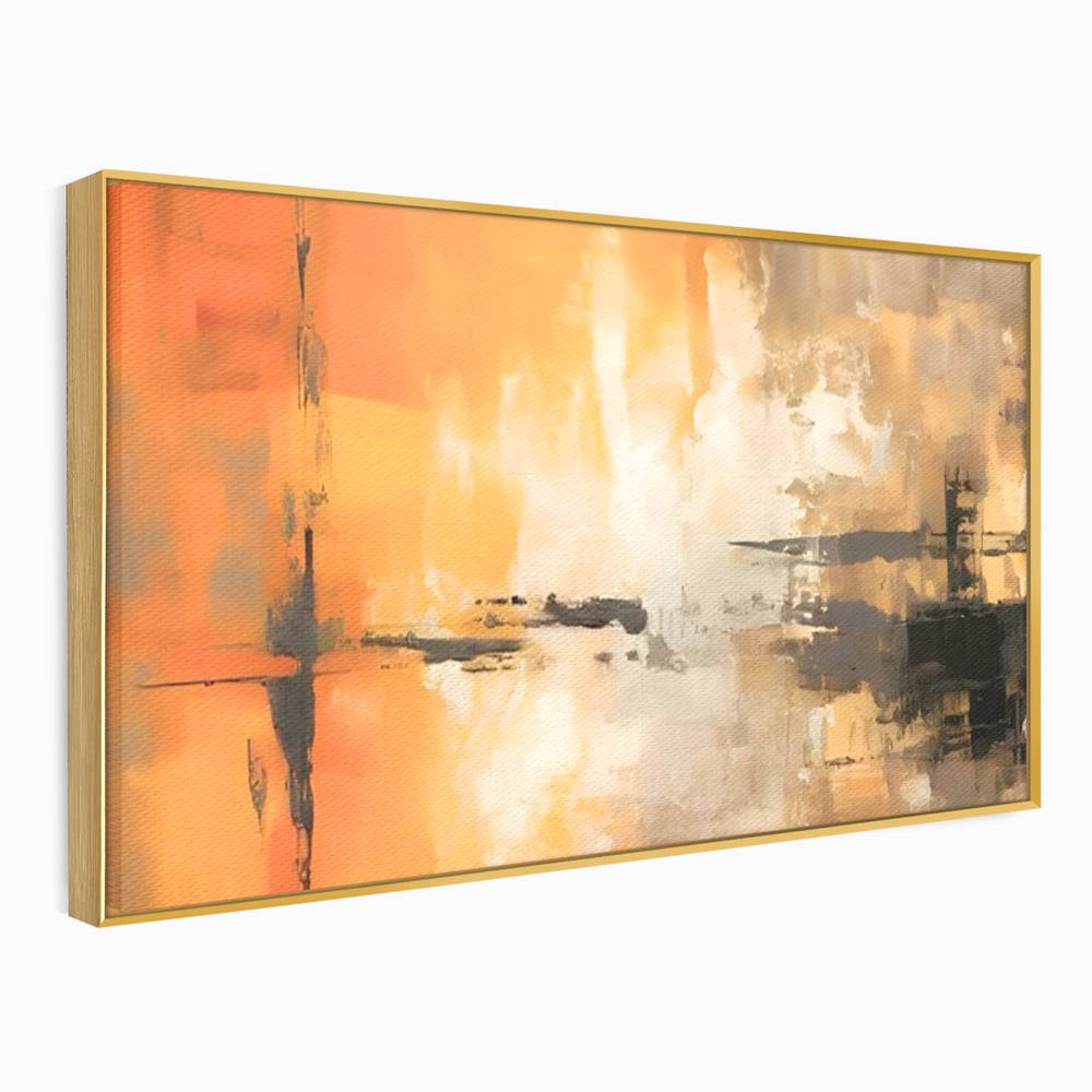 Tablou Canvas Premium LuxCanva® A1633, Orange Love ,  Living, Abstract, Decorativ, Dormitor, Culori Vibrante