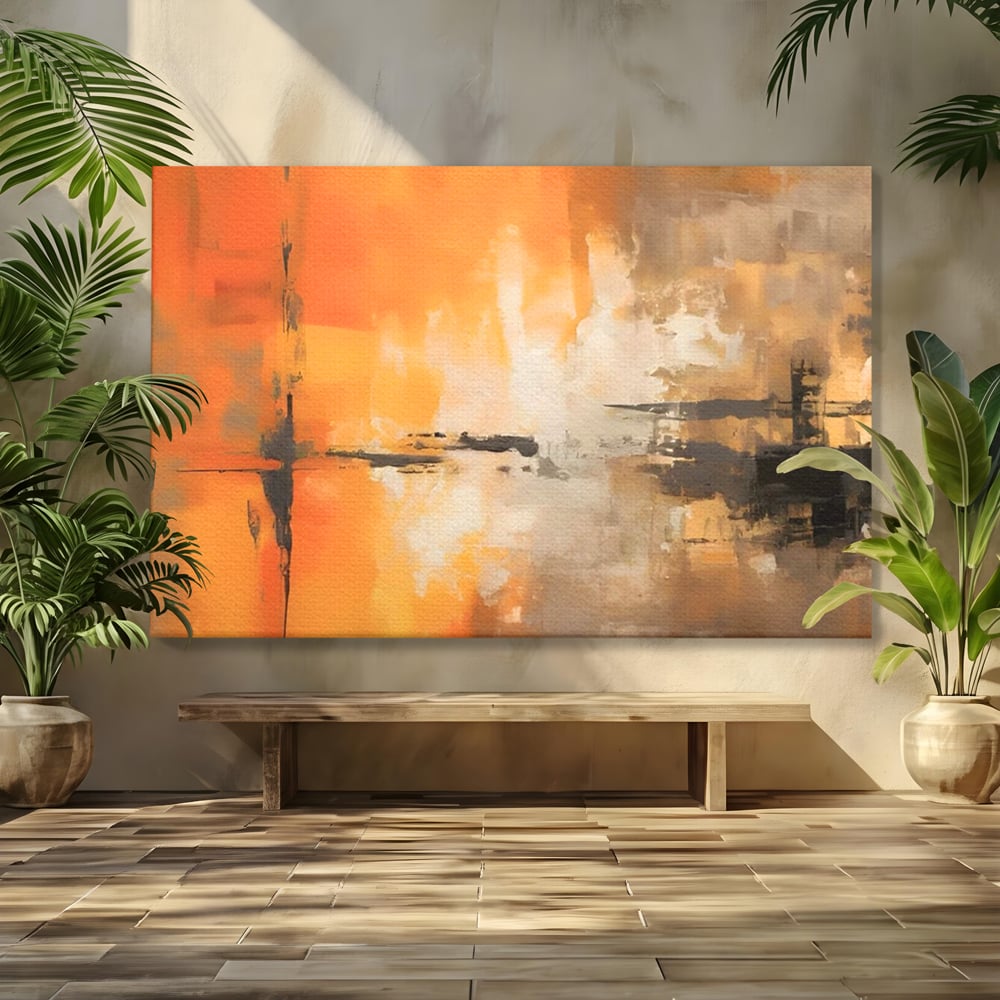 Tablou Canvas Premium LuxCanva® A1633, Orange Love ,  Living, Abstract, Decorativ, Dormitor, Culori Vibrante
