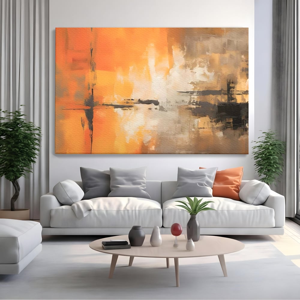 Tablou Canvas Premium LuxCanva® A1633, Orange Love ,  Living, Abstract, Decorativ, Dormitor, Culori Vibrante