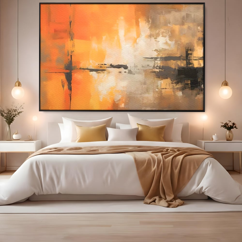 Tablou Canvas Premium LuxCanva® A1633, Orange Love ,  Living, Abstract, Decorativ, Dormitor, Culori Vibrante