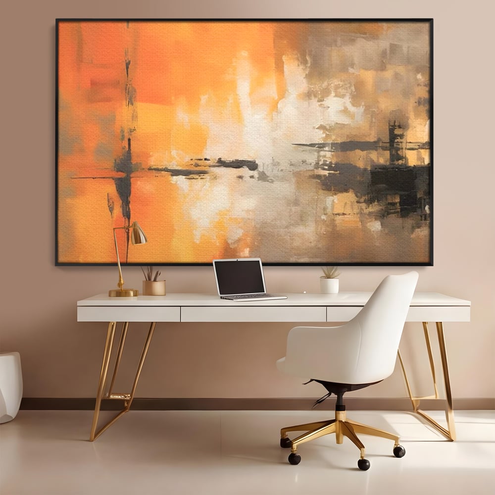 Tablou Canvas Premium LuxCanva® A1633, Orange Love ,  Living, Abstract, Decorativ, Dormitor, Culori Vibrante