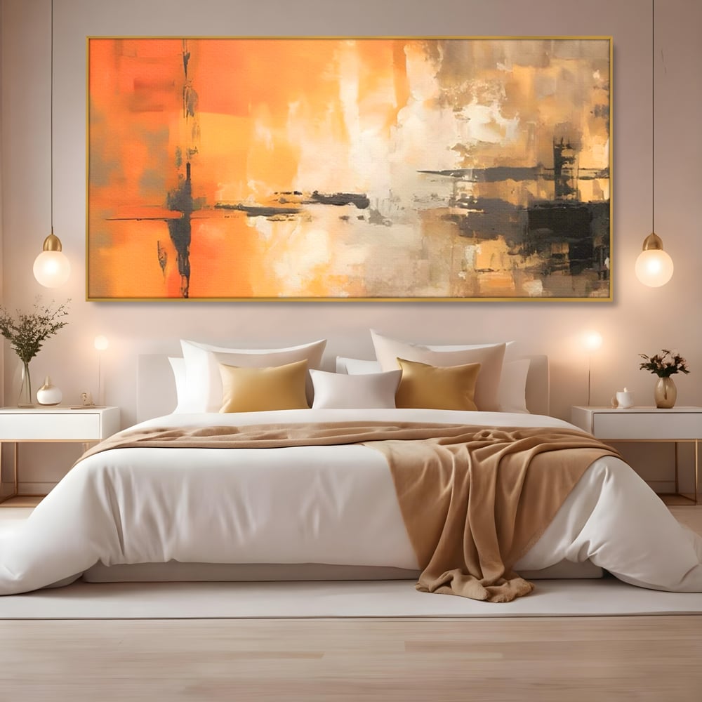 Tablou Canvas Premium LuxCanva® A1633, Orange Love ,  Living, Abstract, Decorativ, Dormitor, Culori Vibrante