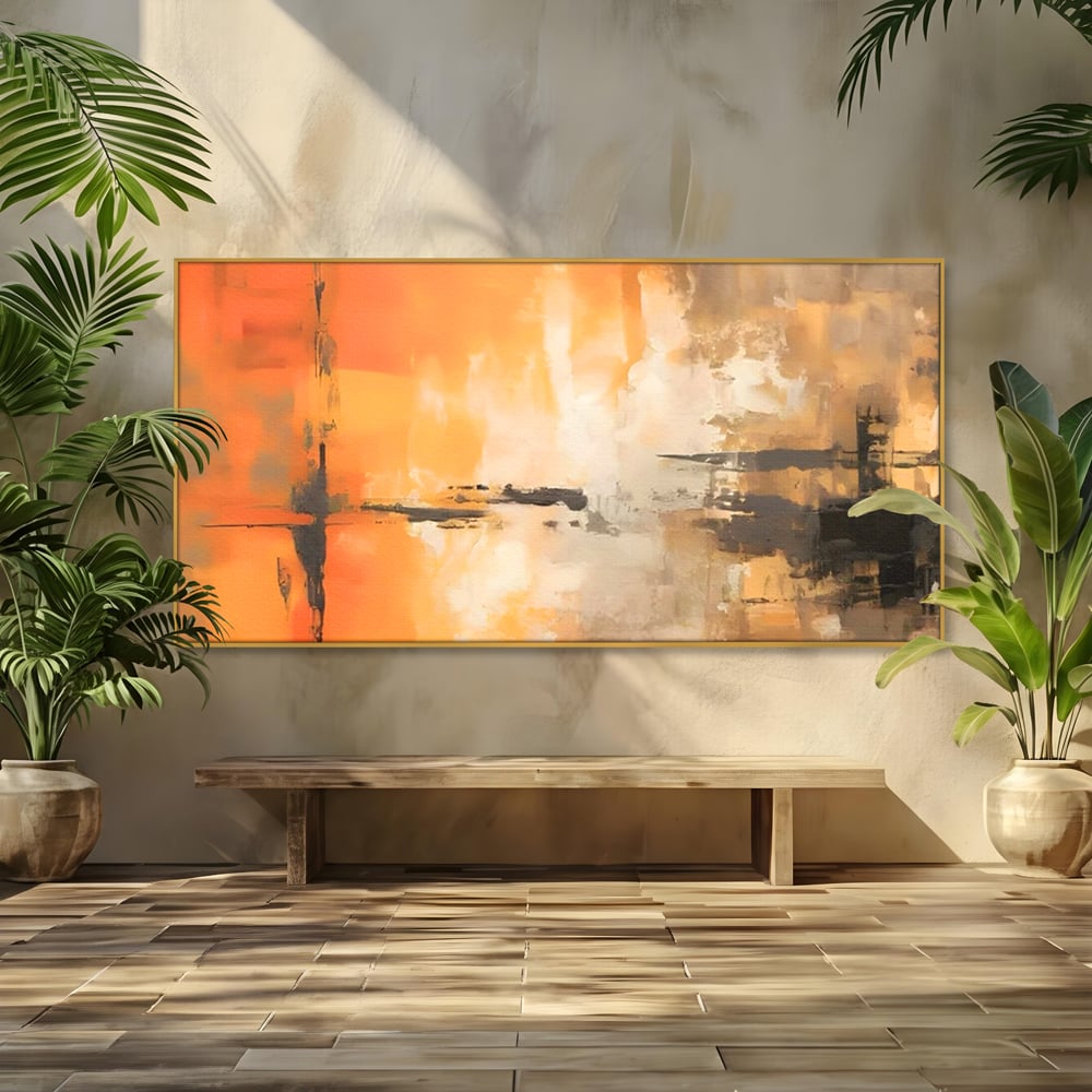 Tablou Canvas Premium LuxCanva® A1633, Orange Love ,  Living, Abstract, Decorativ, Dormitor, Culori Vibrante