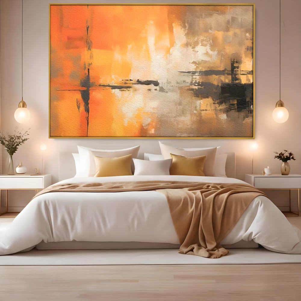 Tablou Canvas Premium LuxCanva® A1633, Orange Love ,  Living, Abstract, Decorativ, Dormitor, Culori Vibrante