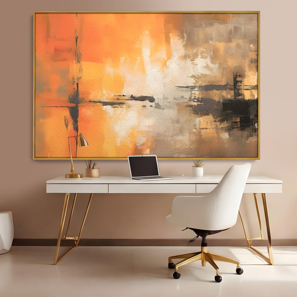 Tablou Canvas Premium LuxCanva® A1633, Orange Love ,  Living, Abstract, Decorativ, Dormitor, Culori Vibrante
