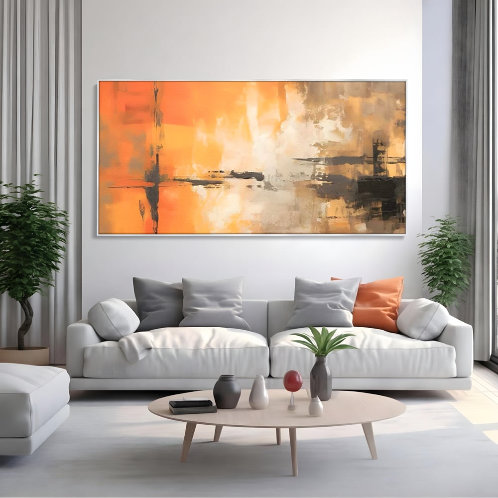 Tablou Canvas Premium LuxCanva® A1633, Orange Love ,  Living, Abstract, Decorativ, Dormitor, Culori Vibrante