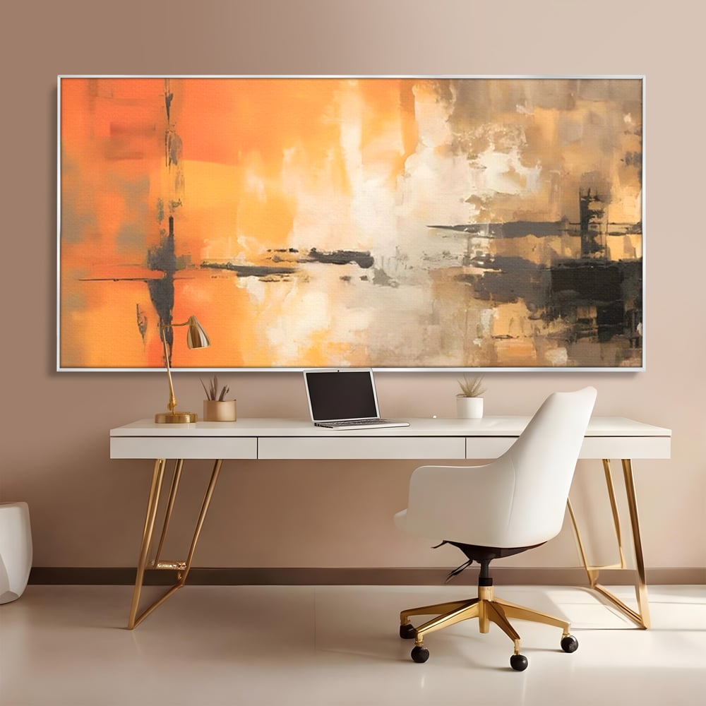 Tablou Canvas Premium LuxCanva® A1633, Orange Love ,  Living, Abstract, Decorativ, Dormitor, Culori Vibrante