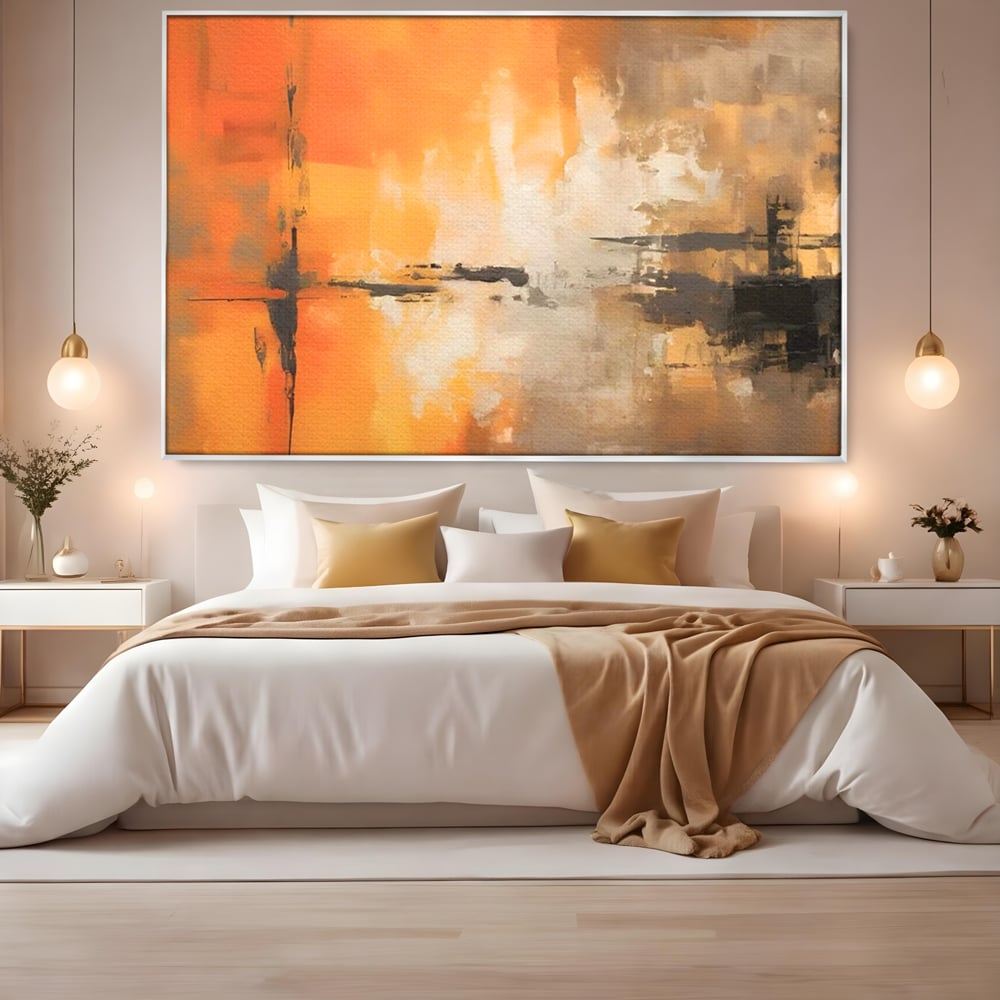 Tablou Canvas Premium LuxCanva® A1633, Orange Love ,  Living, Abstract, Decorativ, Dormitor, Culori Vibrante