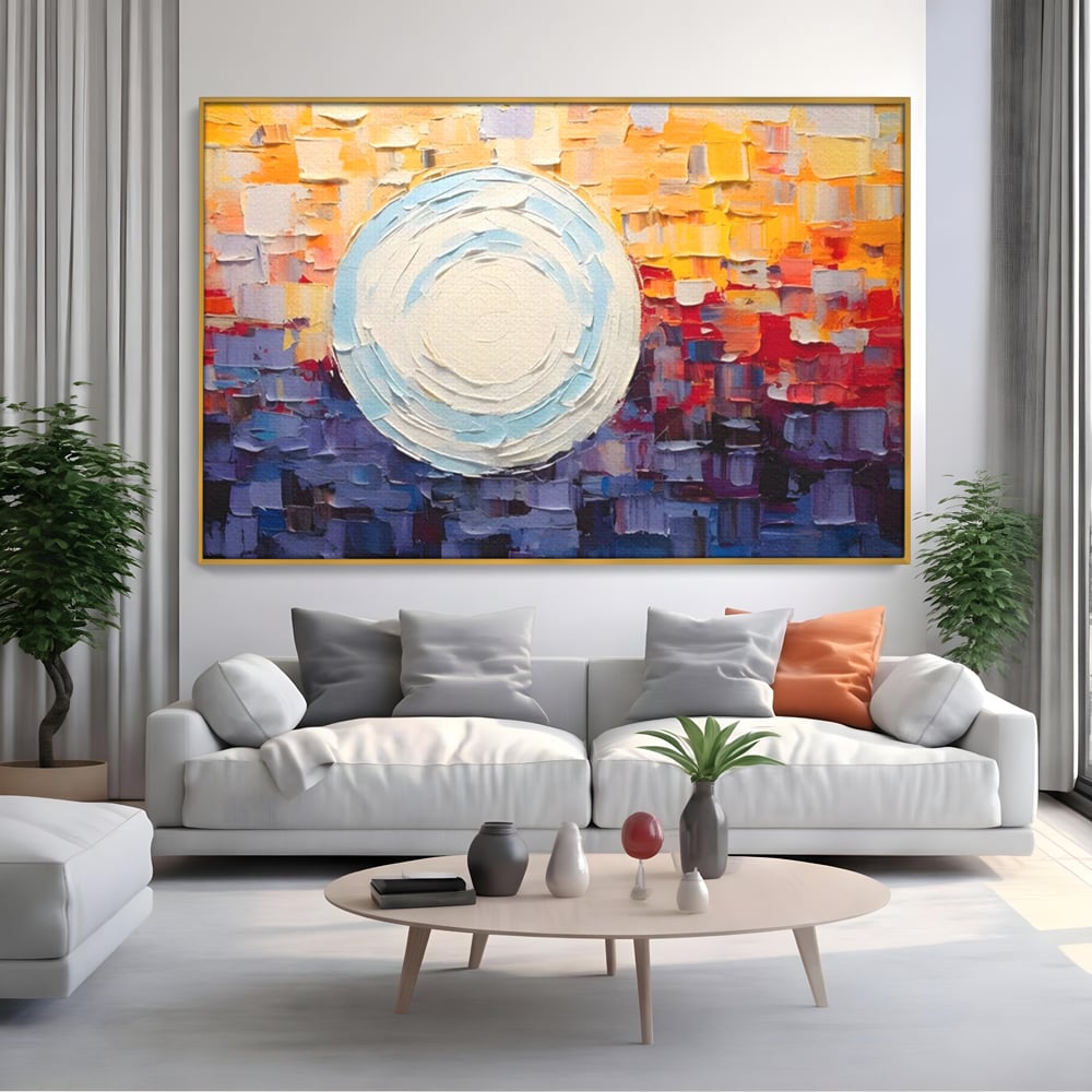 Tablou Canvas Premium LuxCanva® A1634, Abstract Moon , Living, Abstract, Decorativ, Sfera, Univers, Dormitor, Culori Vibrante
