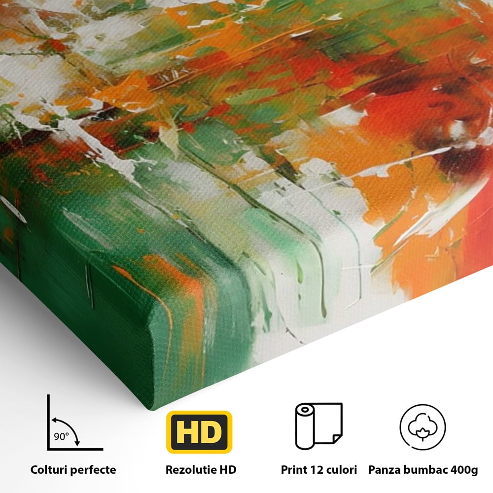 Tablou Canvas Premium LuxCanva® A1636, Painting Green , Room, Abstract, Cromatic, Dormitor, Culori Vibrante