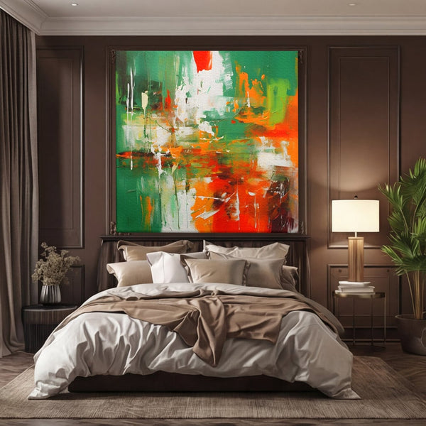 Tablou Canvas Premium LuxCanva® A1636, Painting Green , Room, Abstract, Cromatic, Dormitor, Culori Vibrante