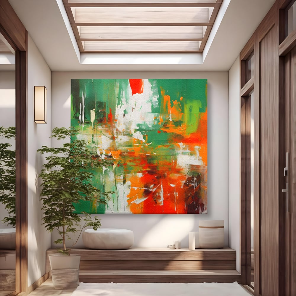 Tablou Canvas Premium LuxCanva® A1636, Painting Green , Room, Abstract, Cromatic, Dormitor, Culori Vibrante