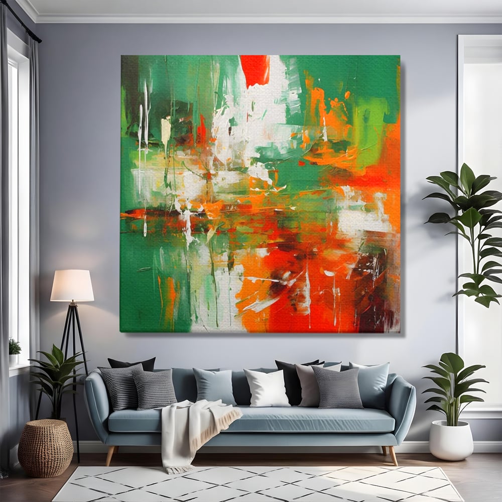 Tablou Canvas Premium LuxCanva® A1636, Painting Green , Room, Abstract, Cromatic, Dormitor, Culori Vibrante
