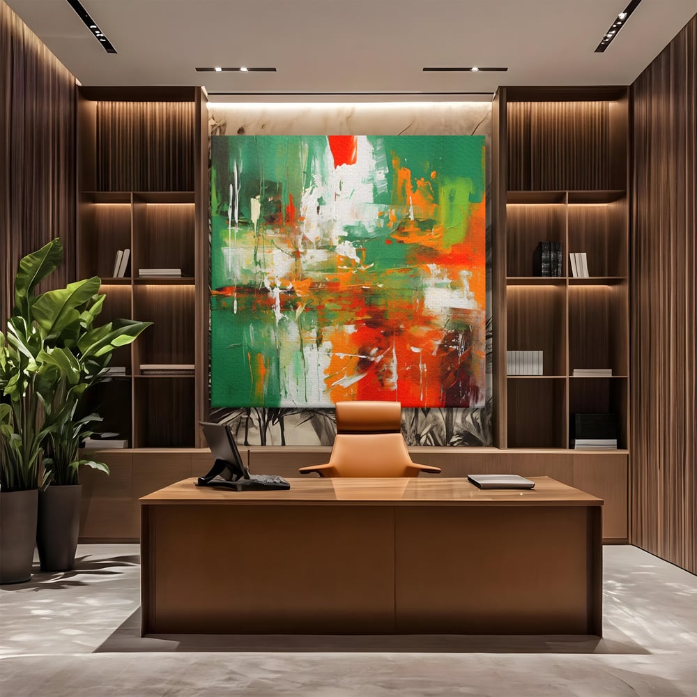 Tablou Canvas Premium LuxCanva® A1636, Painting Green , Room, Abstract, Cromatic, Dormitor, Culori Vibrante