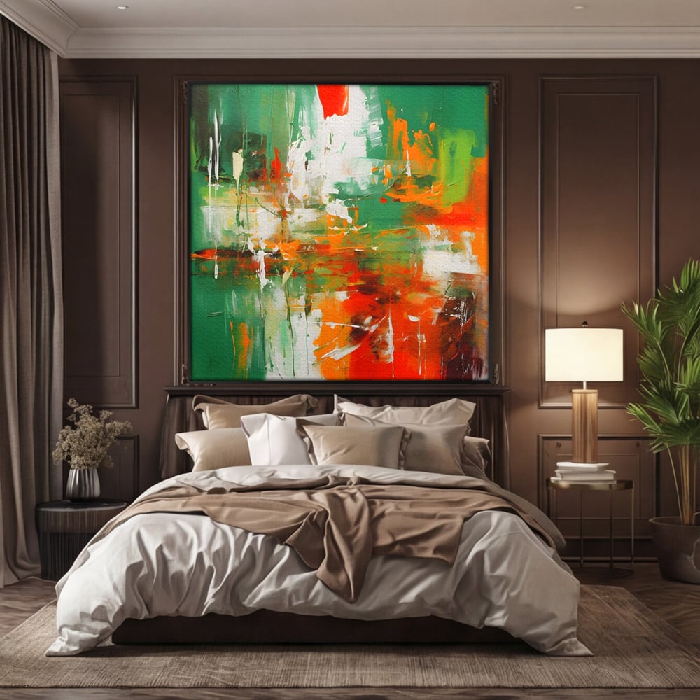 Tablou Canvas Premium LuxCanva® A1636, Painting Green , Room, Abstract, Cromatic, Dormitor, Culori Vibrante