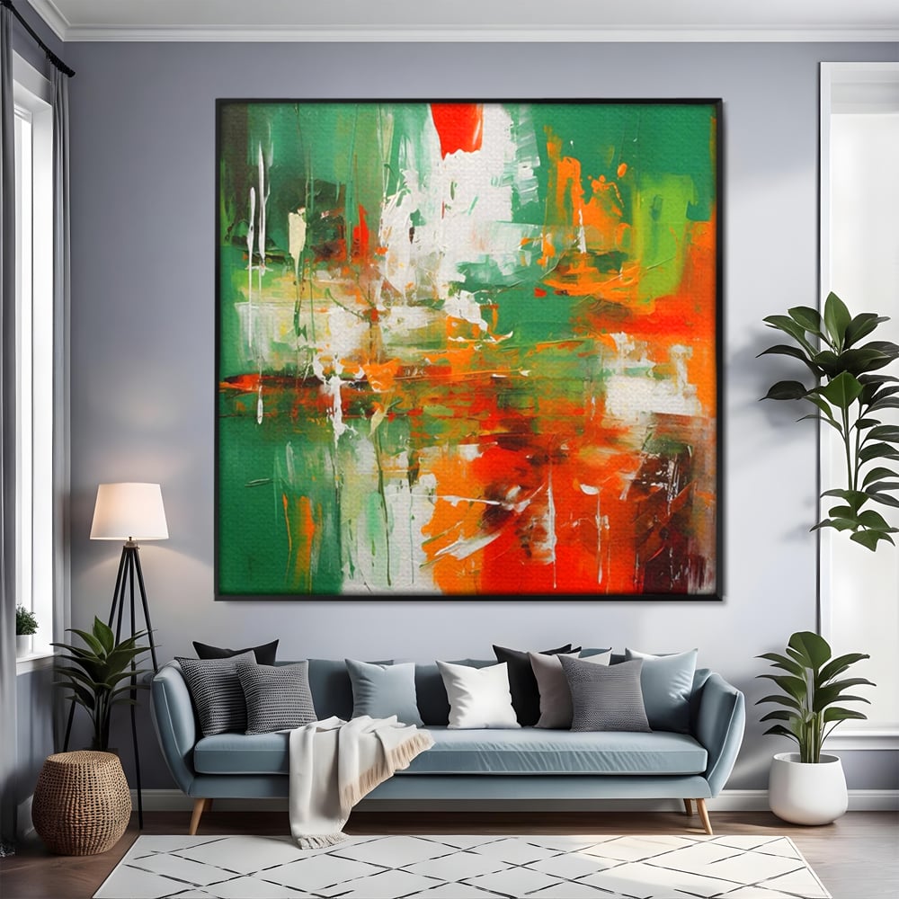 Tablou Canvas Premium LuxCanva® A1636, Painting Green , Room, Abstract, Cromatic, Dormitor, Culori Vibrante