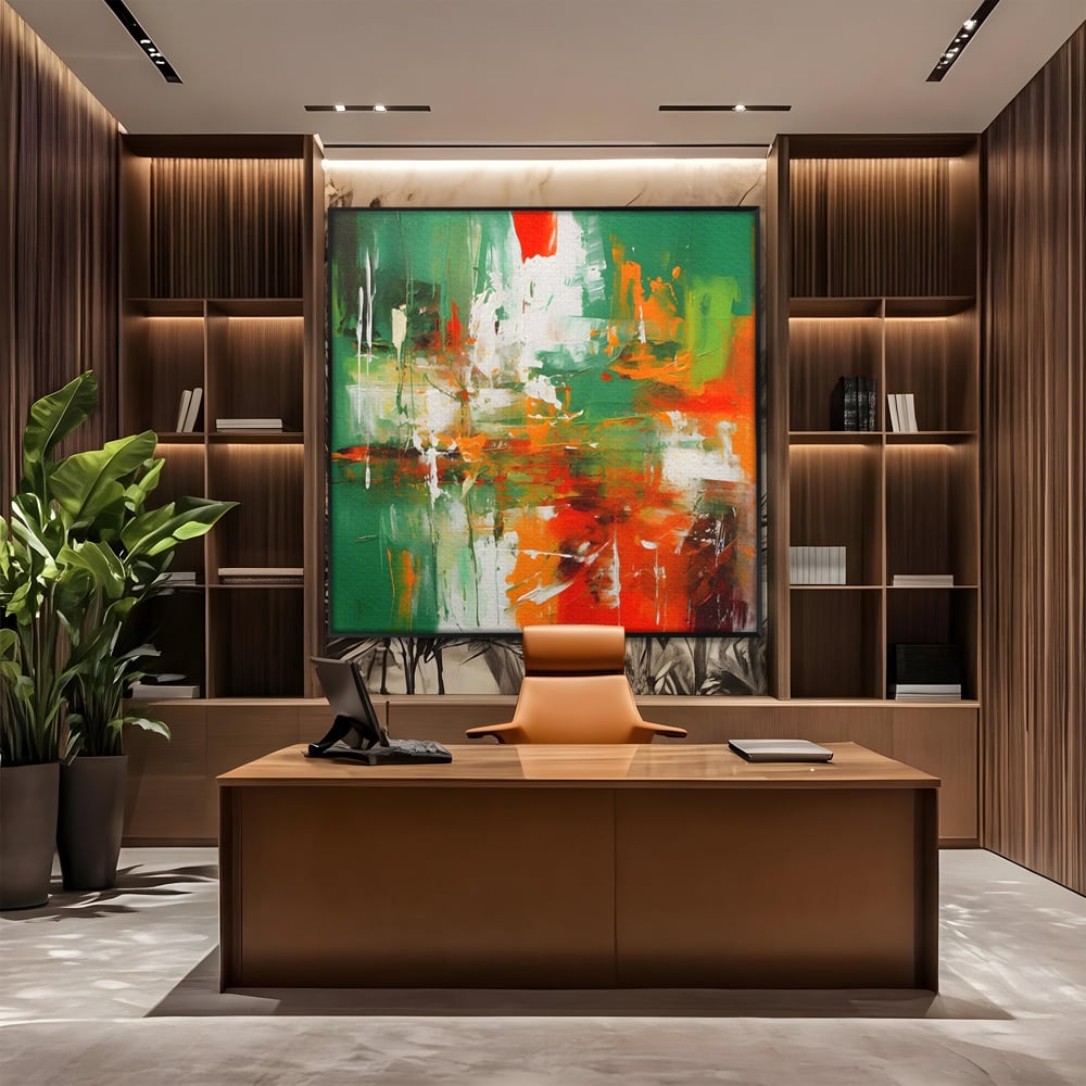 Tablou Canvas Premium LuxCanva® A1636, Painting Green , Room, Abstract, Cromatic, Dormitor, Culori Vibrante